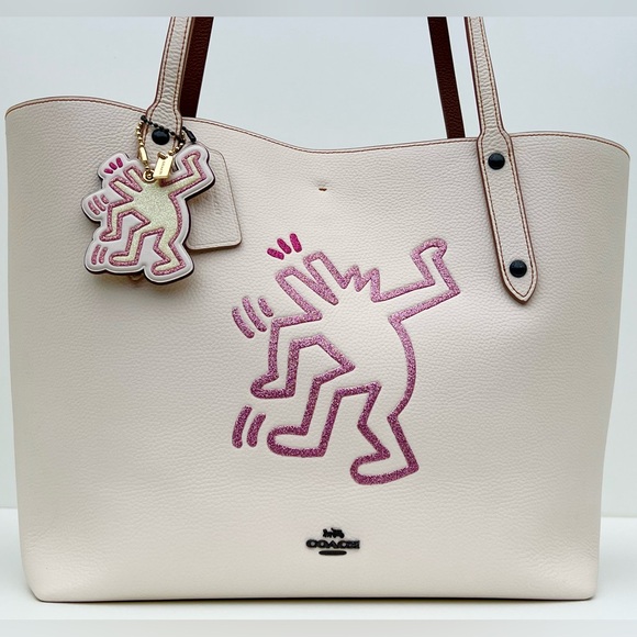COACH Keith Haring Town Tote With Dancing Dog & Matching Charm - Picture 6 of 13